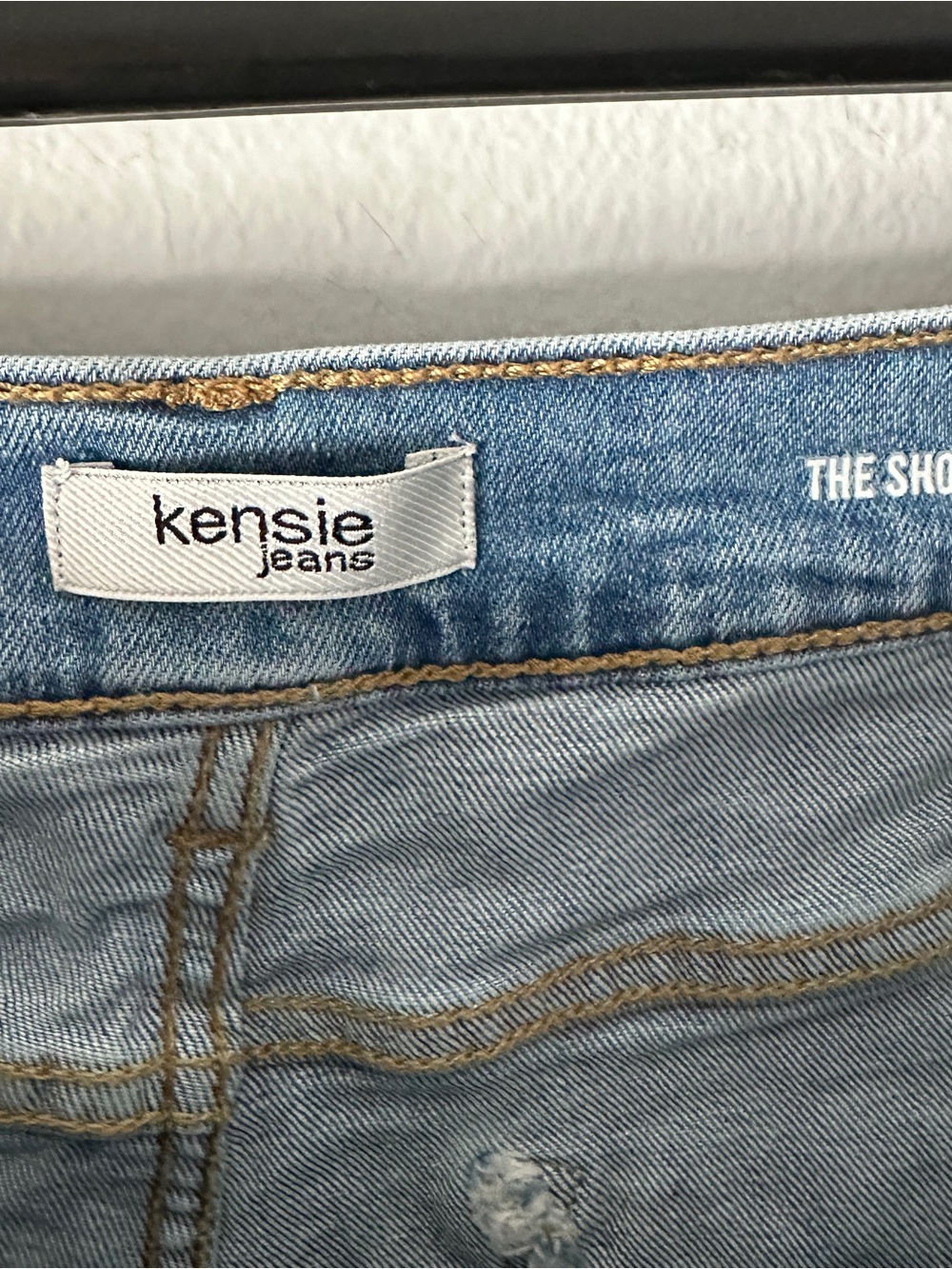 Kensie Light Blue Denim Jeans with Tan Topstitching - Picture 3 of 5